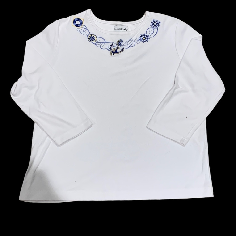 Embroidered Navy Anchor Long Sleeve Tee